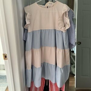Striped Ruffle Sleeve Dress